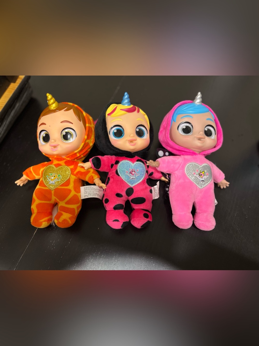 ZURU set of 3 plush baby dolls giraffe, butterfly, unicorn